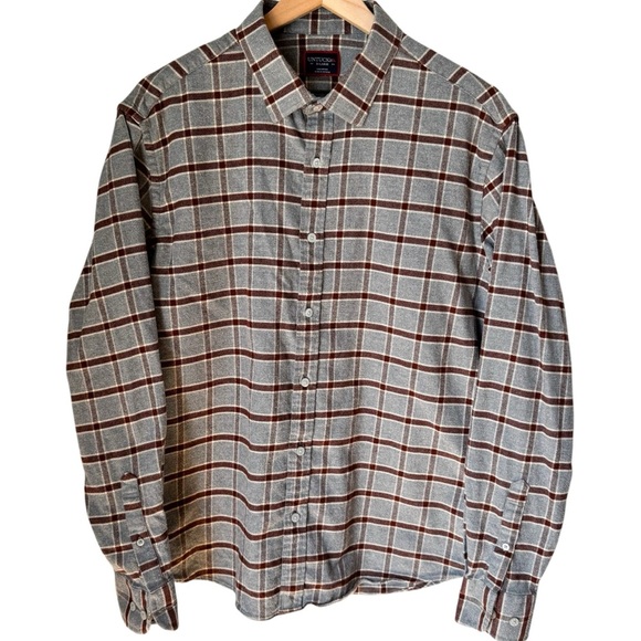 UNTUCKit Men’s Edmeades Gray Plaid Flannel Long Sleeve Button Up Top Sz XL - Picture 1 of 9
